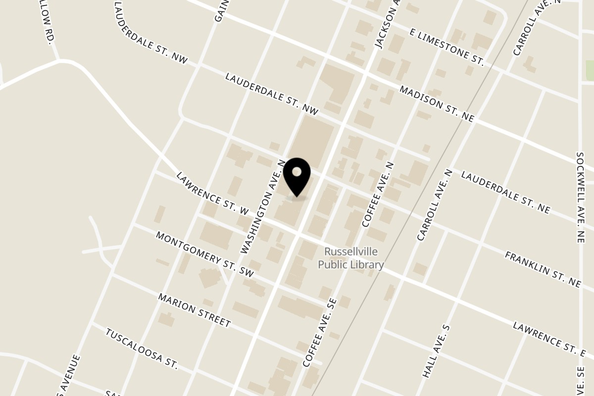 Map showing the location of Taquería Cano's El Centro on 113 N Jackson Ave in Russellville